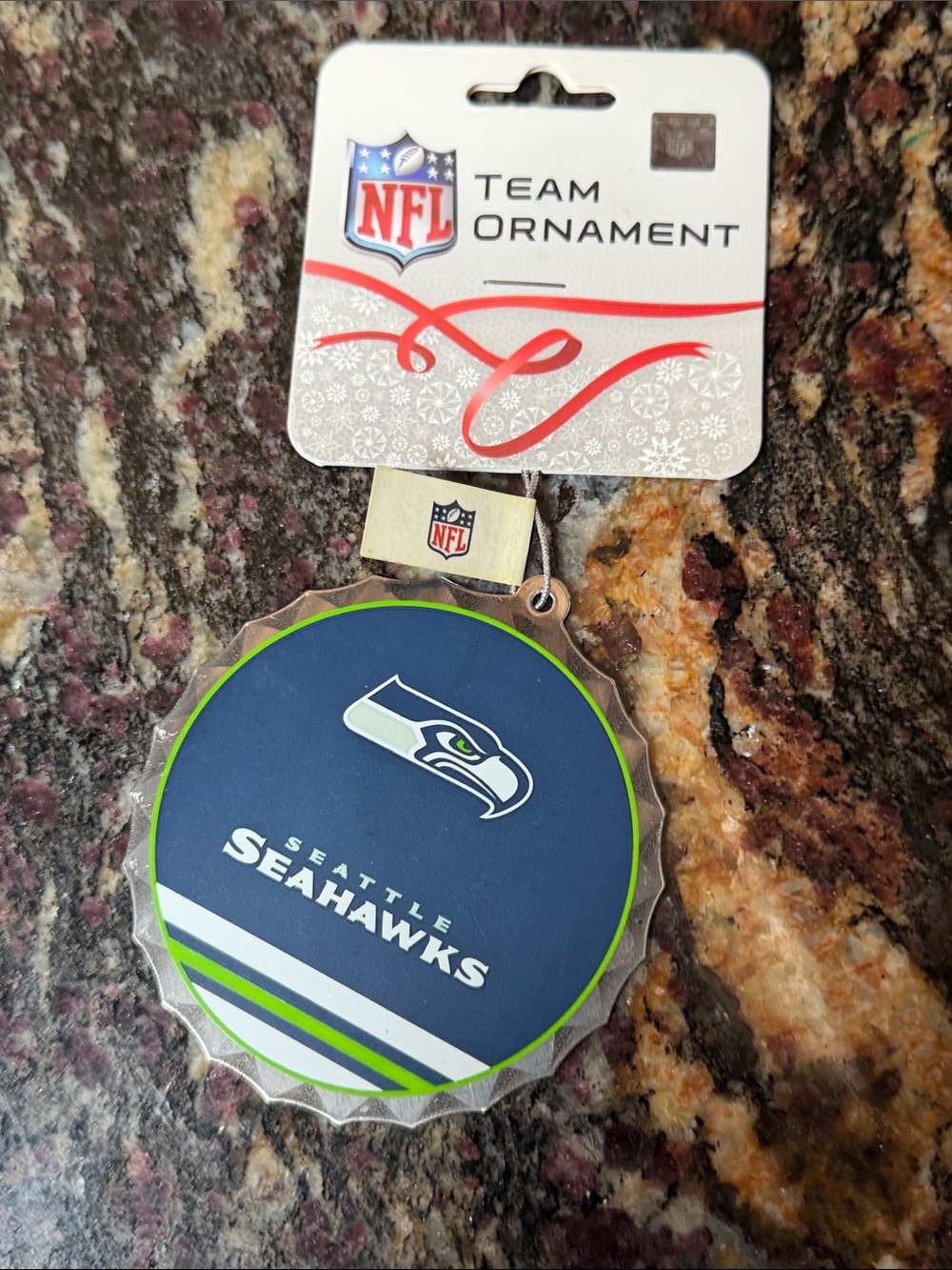 New Seattle Seahawks ornament metal new with tags NFL football holiday